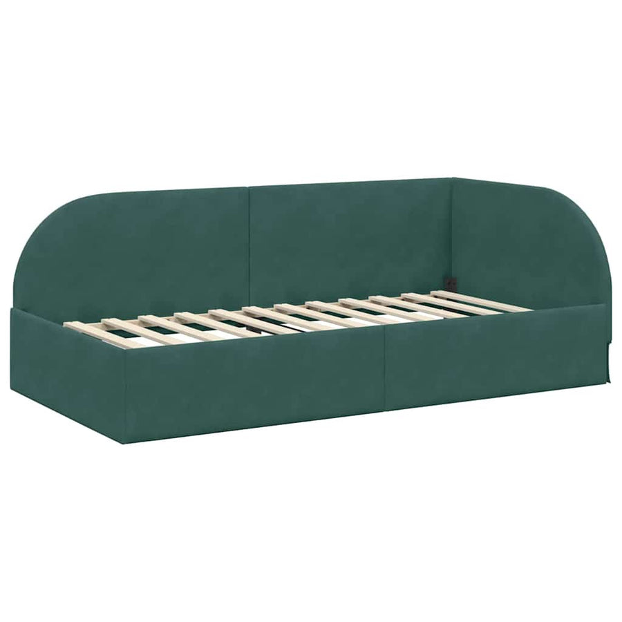 Hoekbedframe met hoofdeinde Donkergroen 90 cm x 200 cm Fluweel
