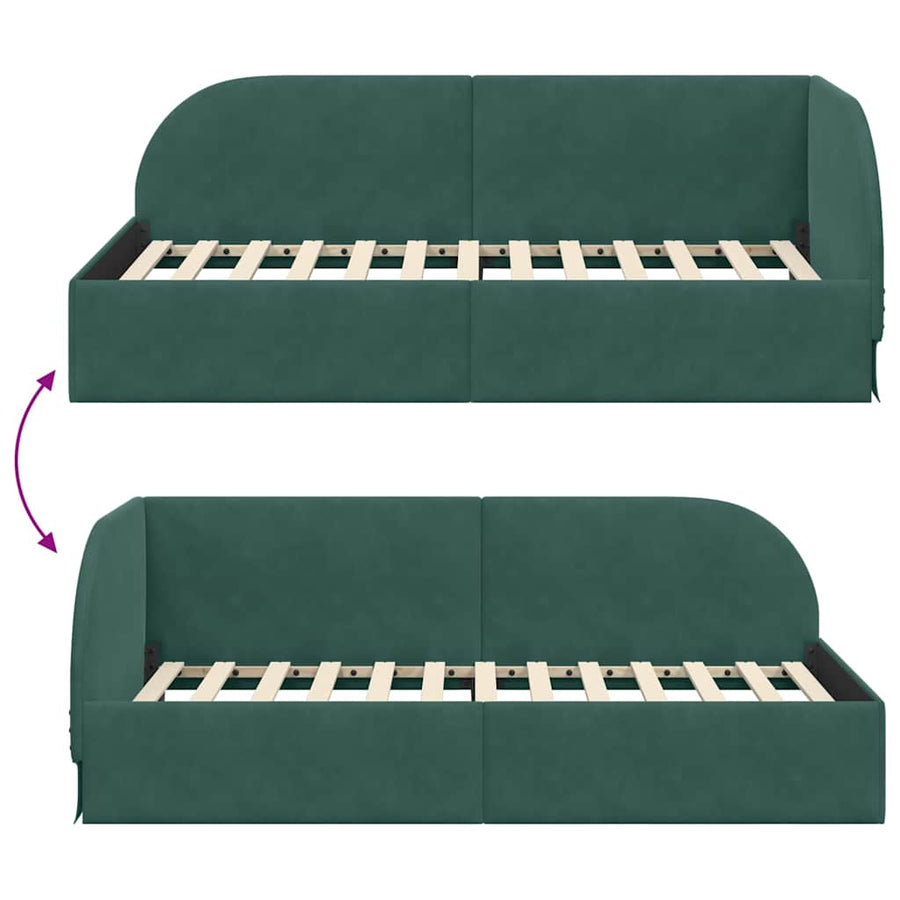 Hoekbedframe met hoofdeinde Donkergroen 90 cm x 200 cm Fluweel