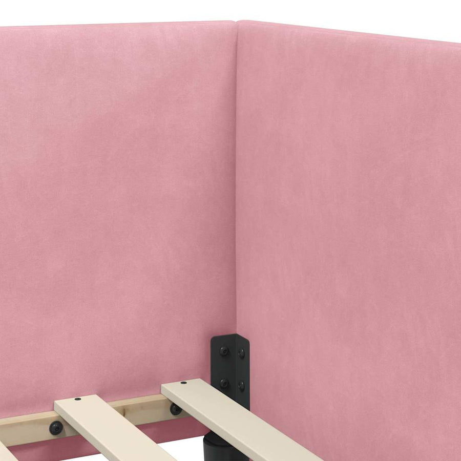 Hoekbedframe Roze 90 cm x 200 cm Polyester en multiplex