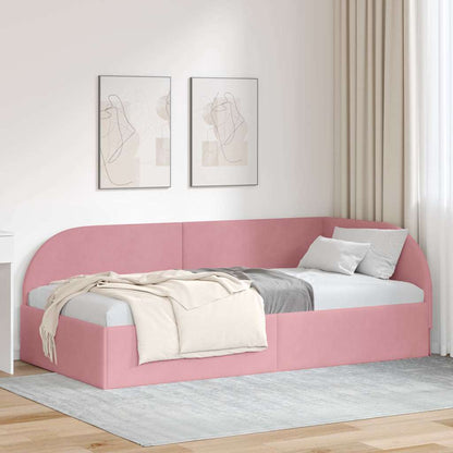 Hoekbedframe Roze 90 cm x 200 cm Polyester en multiplex