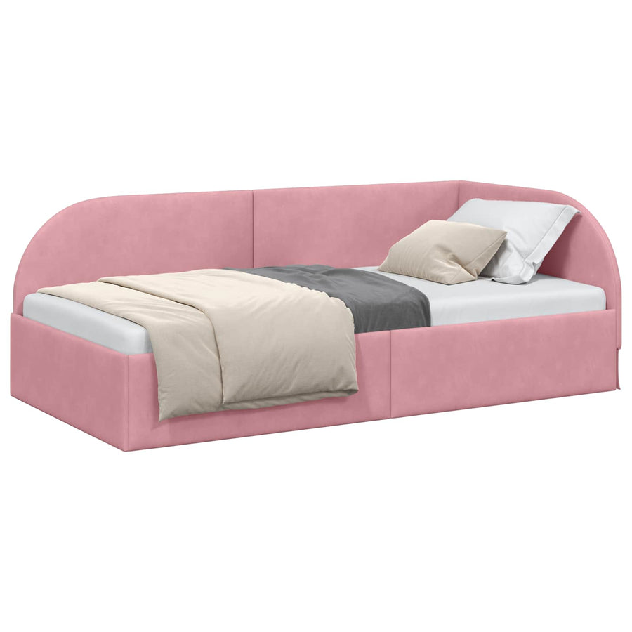 Hoekbedframe Roze 90 cm x 200 cm Polyester en multiplex