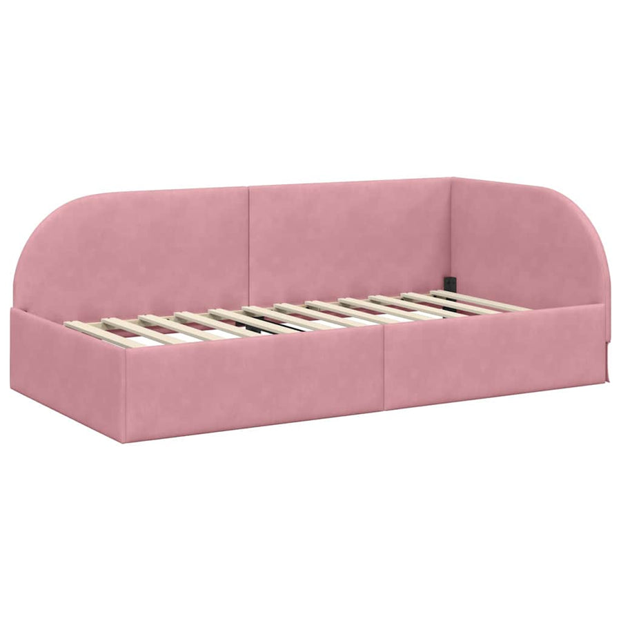 Hoekbedframe Roze 90 cm x 200 cm Polyester en multiplex