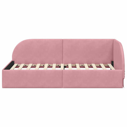 Hoekbedframe Roze 90 cm x 200 cm Polyester en multiplex