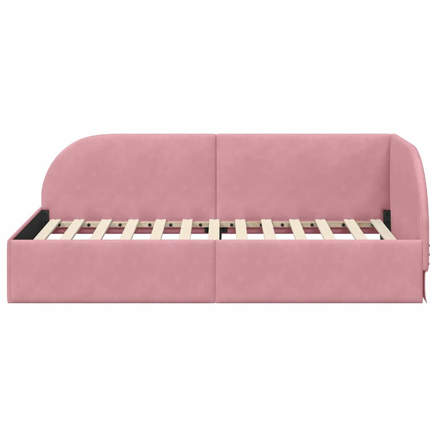 Hoekbedframe Roze 90 cm x 200 cm Polyester en multiplex