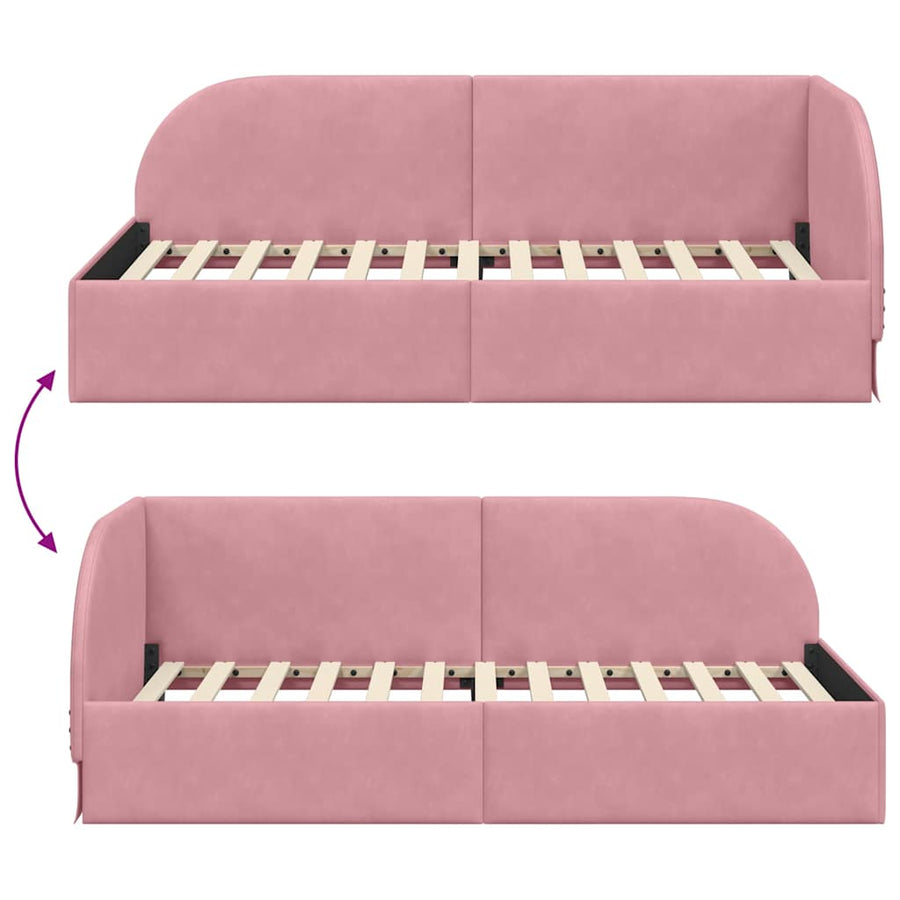 Hoekbedframe Roze 90 cm x 200 cm Polyester en multiplex