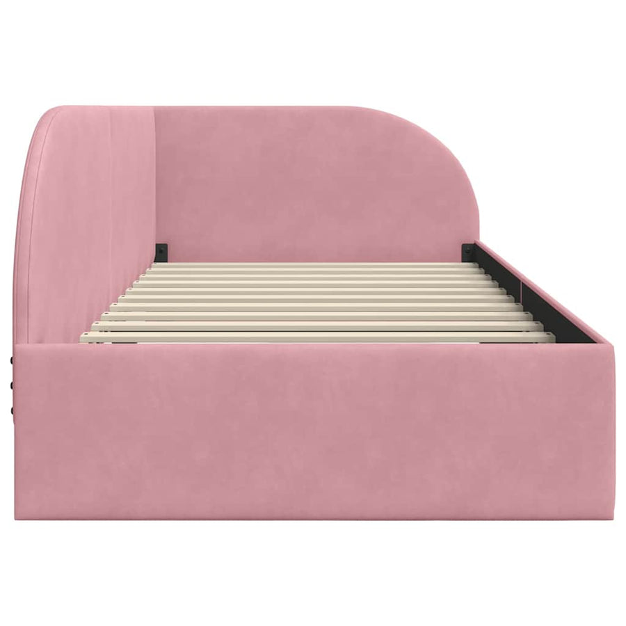 Hoekbedframe Roze 90 cm x 200 cm Polyester en multiplex