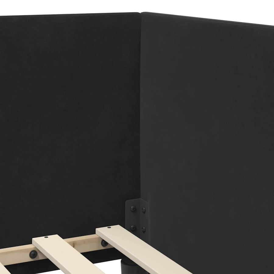 Hoekbedframe Zwart 90 cm x 200 cm Polyester en multiplex