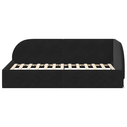 Hoekbedframe Zwart 90 cm x 200 cm Polyester en multiplex
