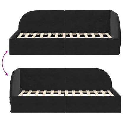 Hoekbedframe Zwart 90 cm x 200 cm Polyester en multiplex