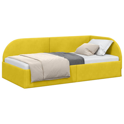 Hoekbedframe Geel 90 cm x 200 cm Polyester en multiplex
