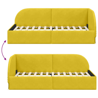 Hoekbedframe Geel 90 cm x 200 cm Polyester en multiplex