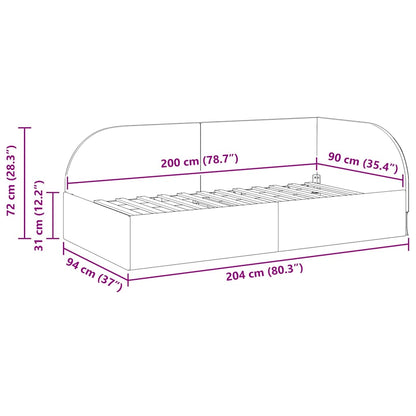 Hoekbedframe Geel 90 cm x 200 cm Polyester en multiplex