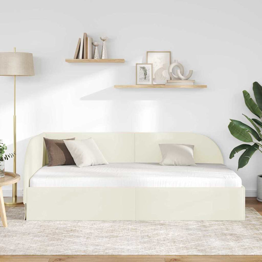 Hoekbedframe Met Hoofdeinde 90 Cm X 200 Cm Fluweel 90 x 200 cm
