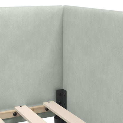 Hoekbedframe met hoofdeinde Lichtgrijs 100 cm x 200 cm Stof