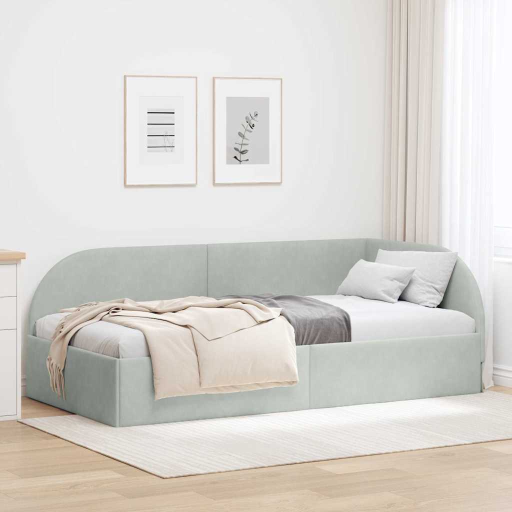 Hoekbedframe met hoofdeinde Lichtgrijs 100 cm x 200 cm Stof