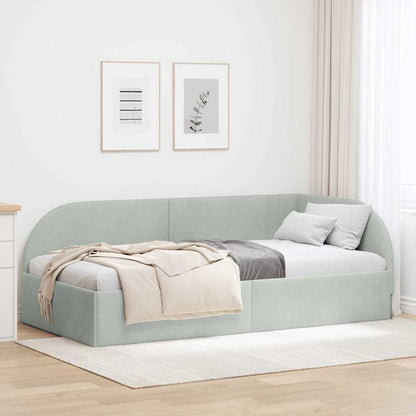 Hoekbedframe met hoofdeinde Lichtgrijs 100 cm x 200 cm Stof