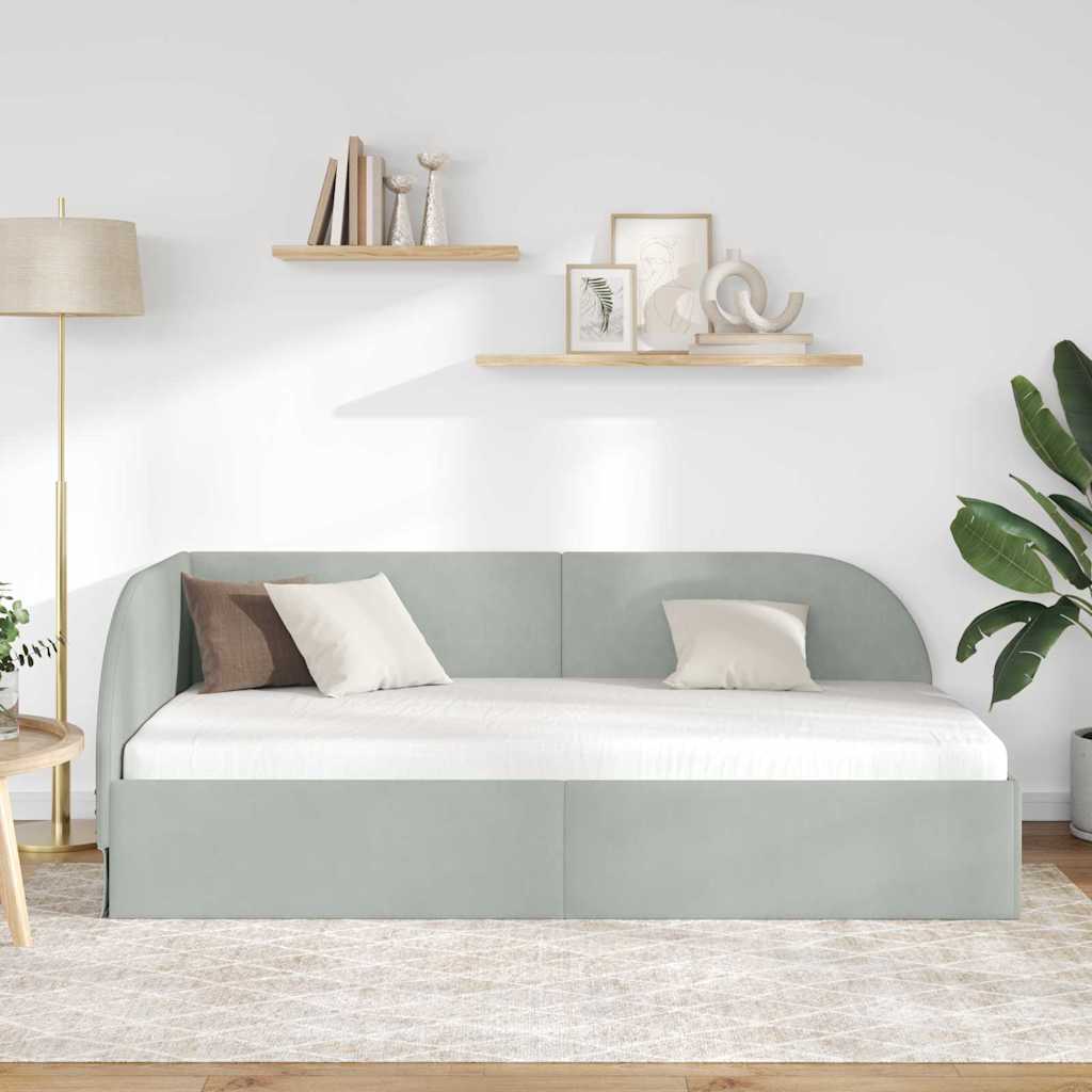 Hoekbedframe met hoofdeinde Lichtgrijs 100 cm x 200 cm Stof