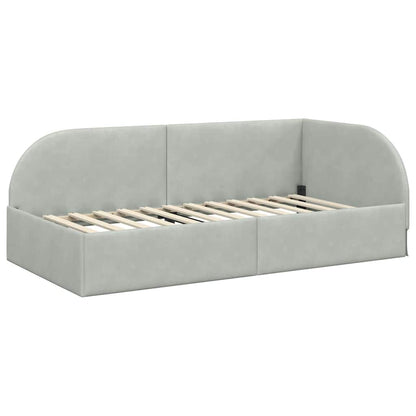 Hoekbedframe met hoofdeinde Lichtgrijs 100 cm x 200 cm Stof