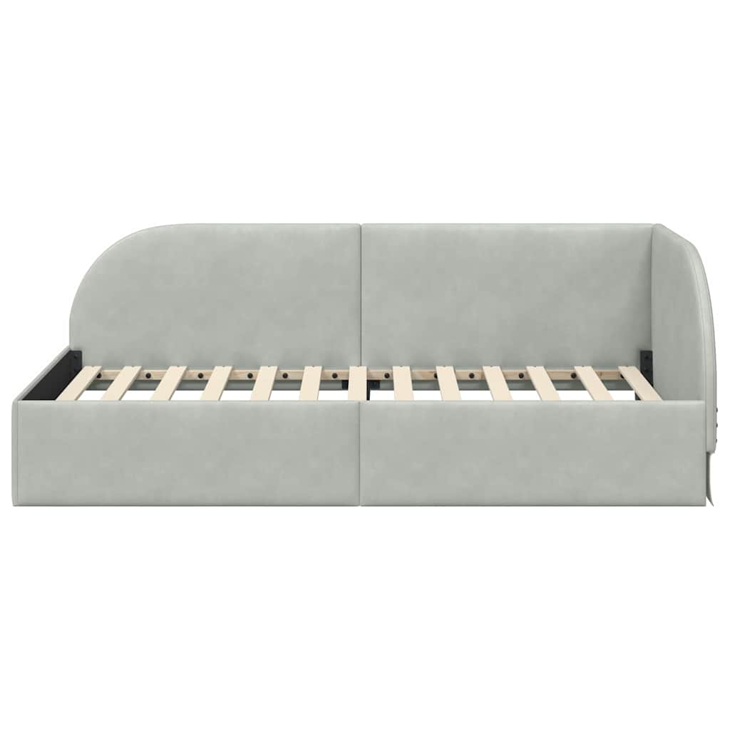 Hoekbedframe met hoofdeinde Lichtgrijs 100 cm x 200 cm Stof