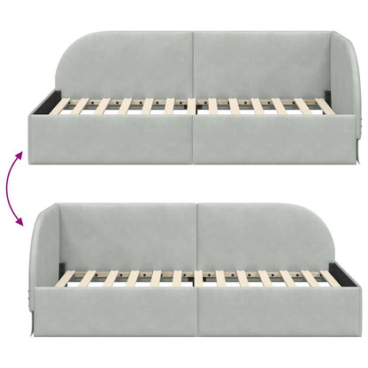 Hoekbedframe met hoofdeinde Lichtgrijs 100 cm x 200 cm Stof