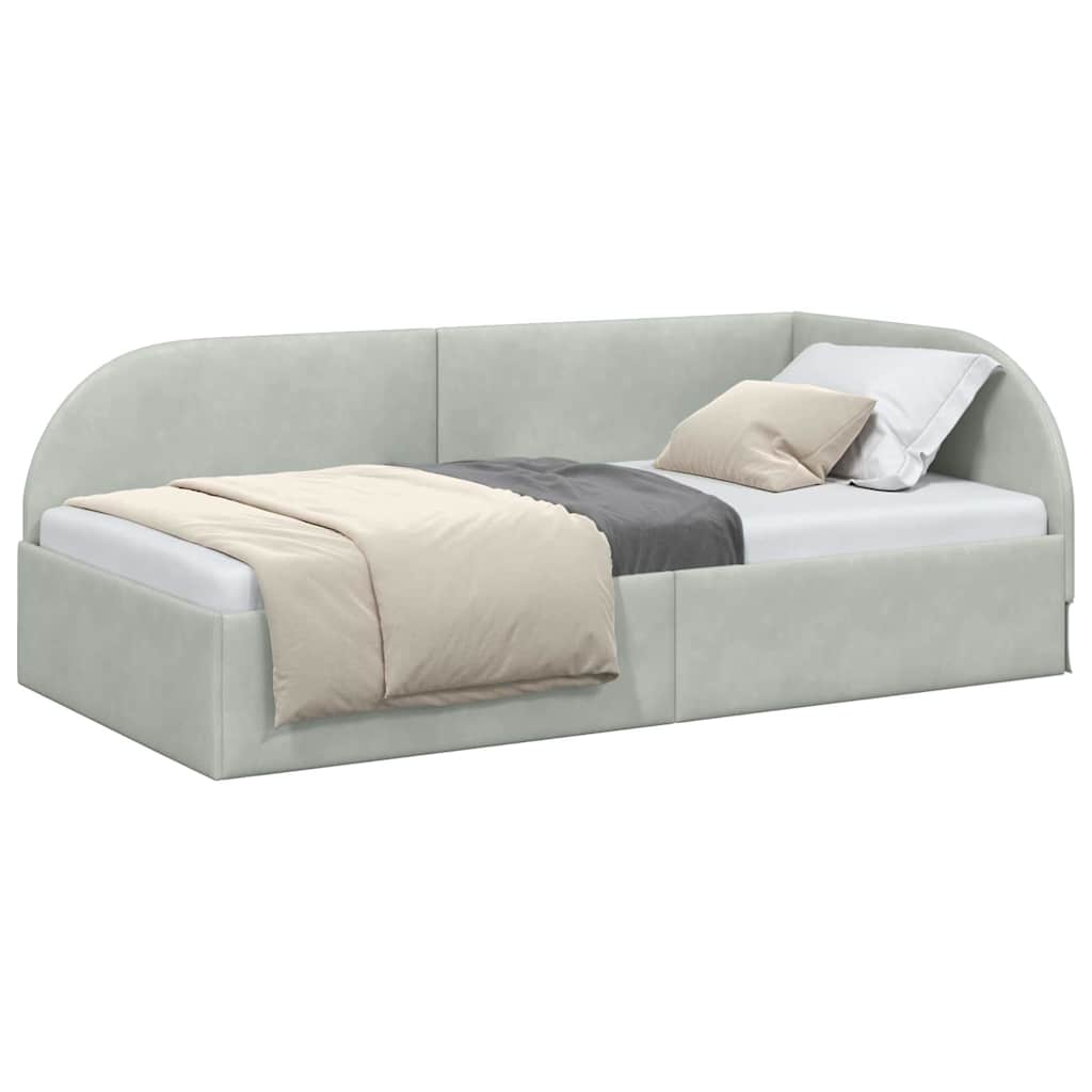 Hoekbedframe met hoofdeinde Lichtgrijs 100 cm x 200 cm Stof