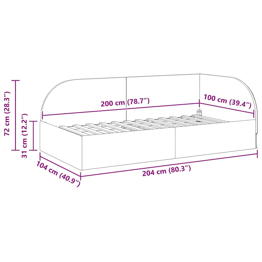 Hoekbedframe met hoofdeinde Lichtgrijs 100 cm x 200 cm Stof
