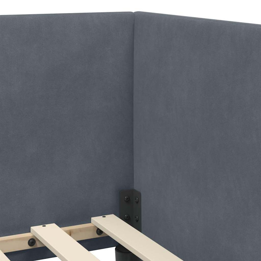 Hoekbedframe met hoofdeinde Donkergrijs 100 x 200 cm Fluweel