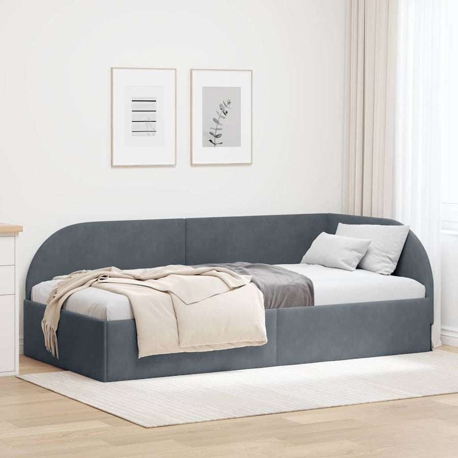 Hoekbedframe met hoofdeinde Donkergrijs 100 x 200 cm Fluweel