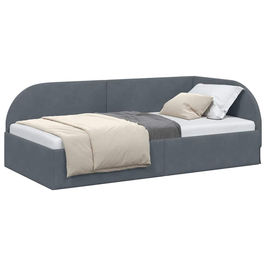 Hoekbedframe met hoofdeinde Donkergrijs 100 x 200 cm Fluweel