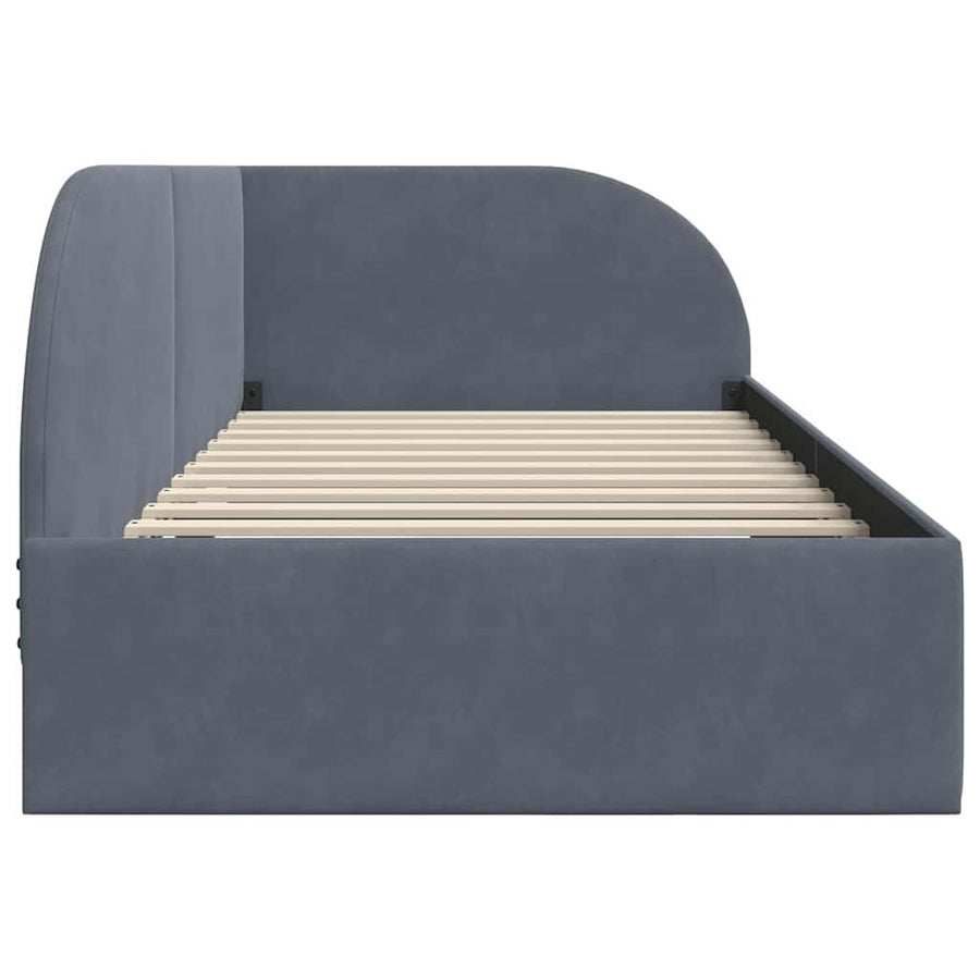 Hoekbedframe met hoofdeinde Donkergrijs 100 x 200 cm Fluweel