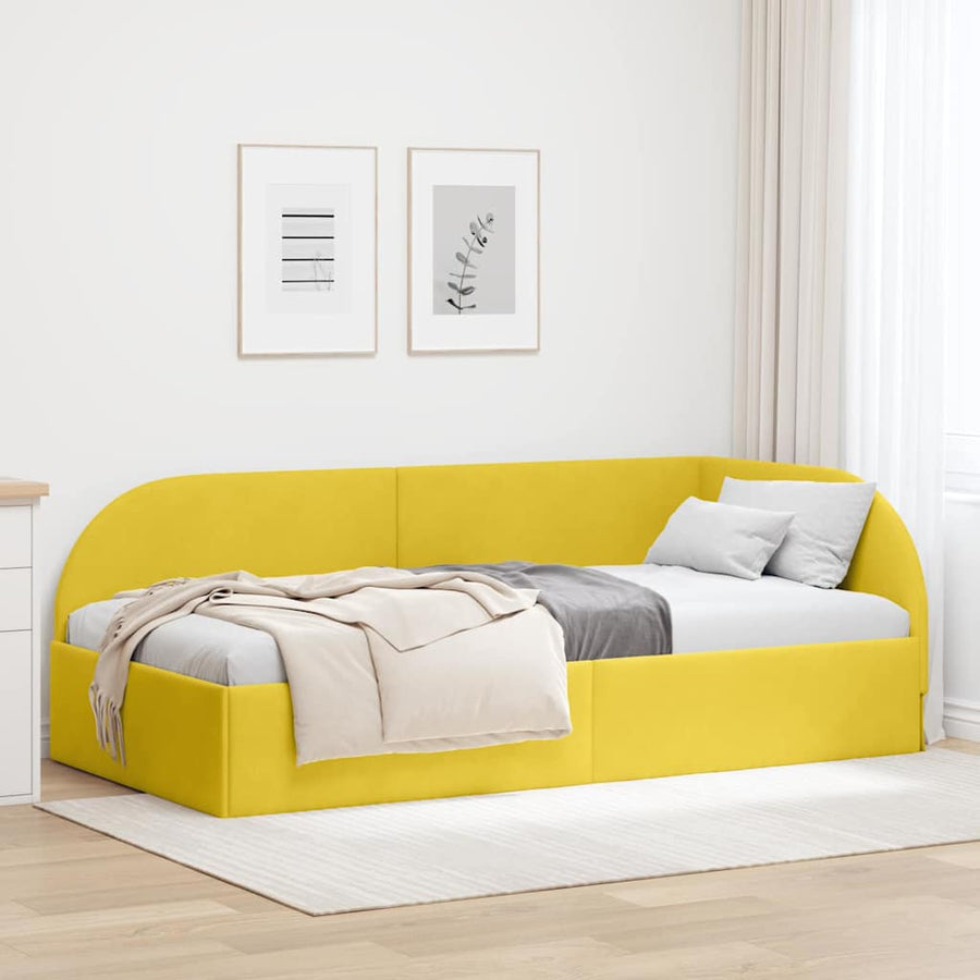 Hoekbedframe met hoofdeinde Geel 100 x 200 cm Fluweel