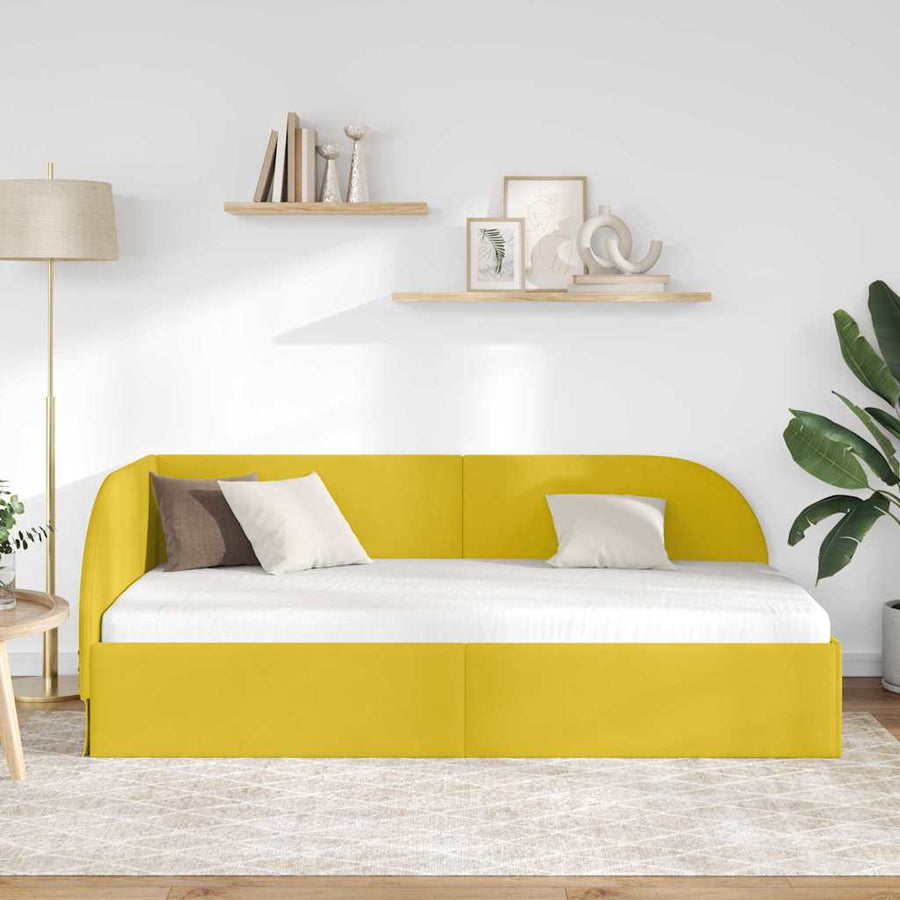 Hoekbedframe met hoofdeinde Geel 100 x 200 cm Fluweel
