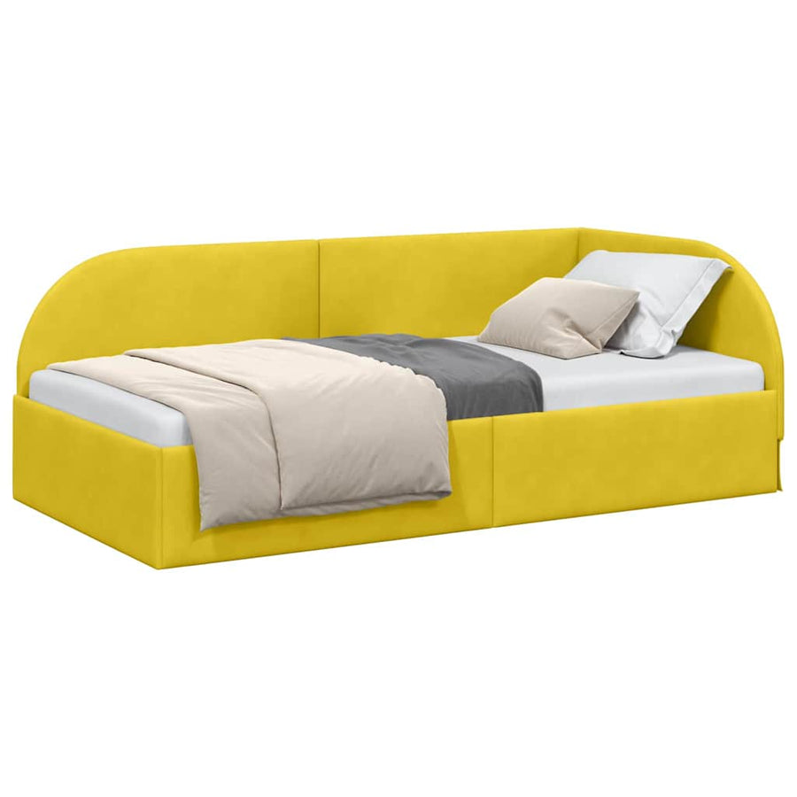 Hoekbedframe met hoofdeinde Geel 100 x 200 cm Fluweel