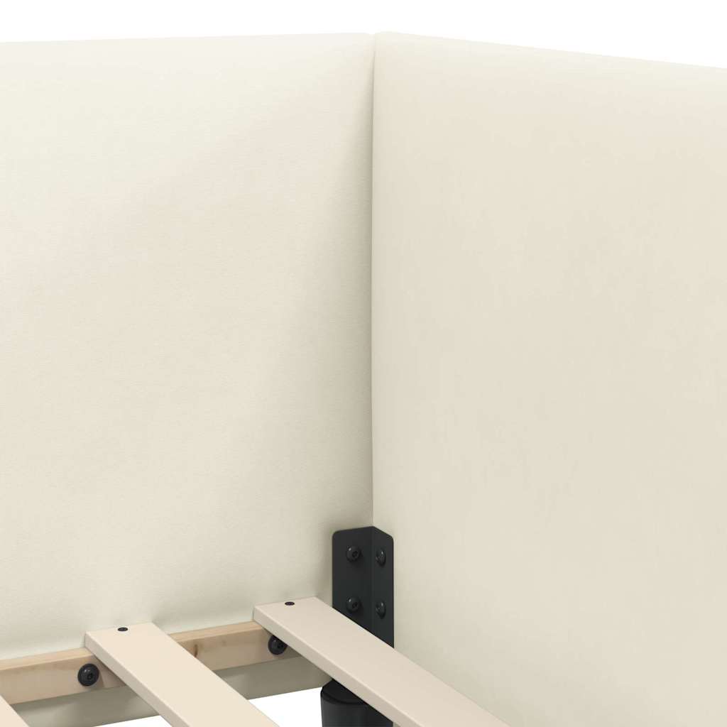 Hoekbedframe met hoofdeinde Crème 100 x 200 cm Fluweel
