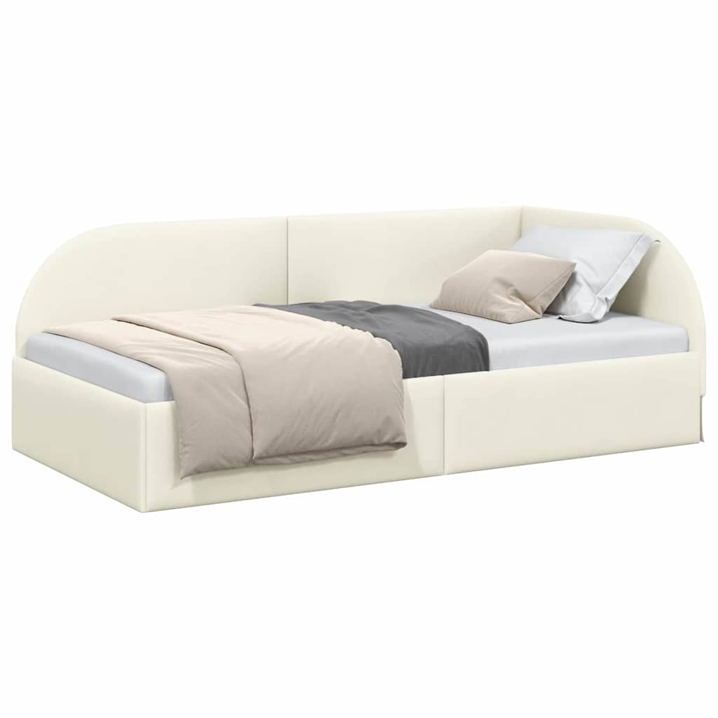 Hoekbedframe met hoofdeinde Crème 100 x 200 cm Fluweel