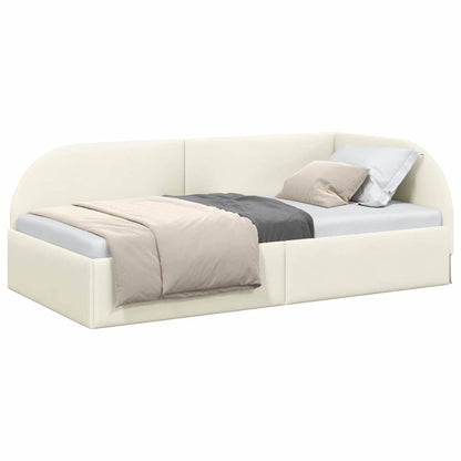 Hoekbedframe met hoofdeinde Crème 100 x 200 cm Fluweel
