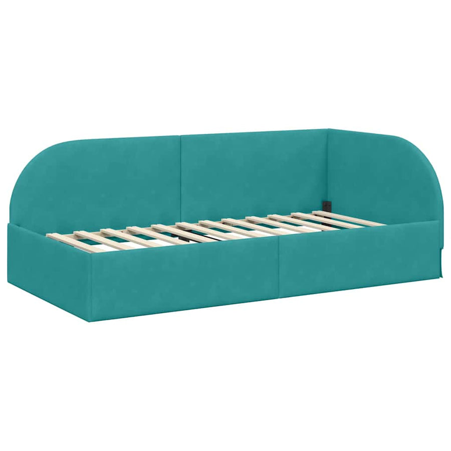 Hoekbedframe met hoofdeinde Turquoise 100 x 200 cm Fluweel