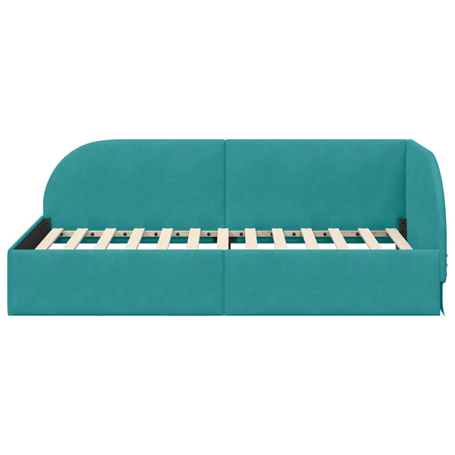Hoekbedframe met hoofdeinde Turquoise 100 x 200 cm Fluweel