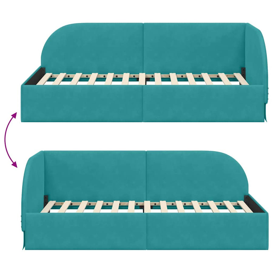 Hoekbedframe met hoofdeinde Turquoise 100 x 200 cm Fluweel