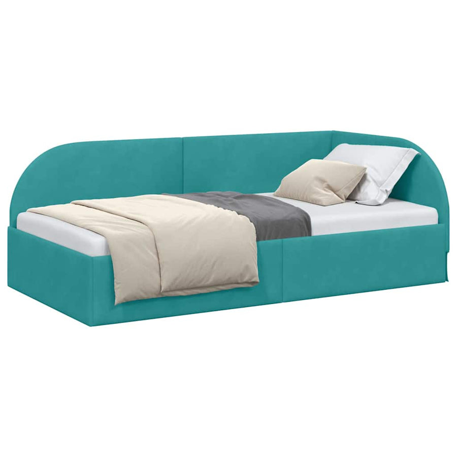 Hoekbedframe met hoofdeinde Turquoise 100 x 200 cm Fluweel