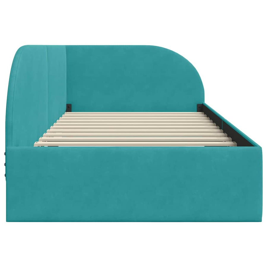 Hoekbedframe met hoofdeinde Turquoise 100 x 200 cm Fluweel