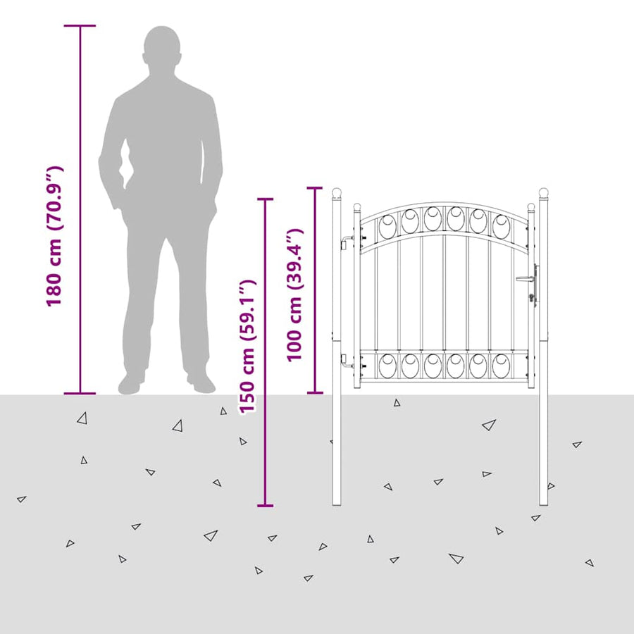 Hekpoort met slot Grijs 100 x 100 cm Poedergecoat staal