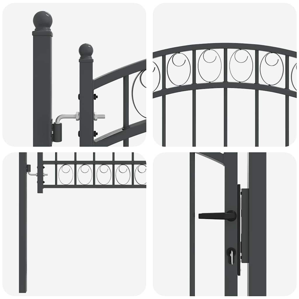 Hekpoort met slot Grijs 125 x 100 cm Poedergecoat staal