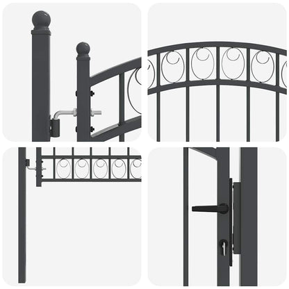 Hekpoort met slot Grijs 125 x 100 cm Poedergecoat staal