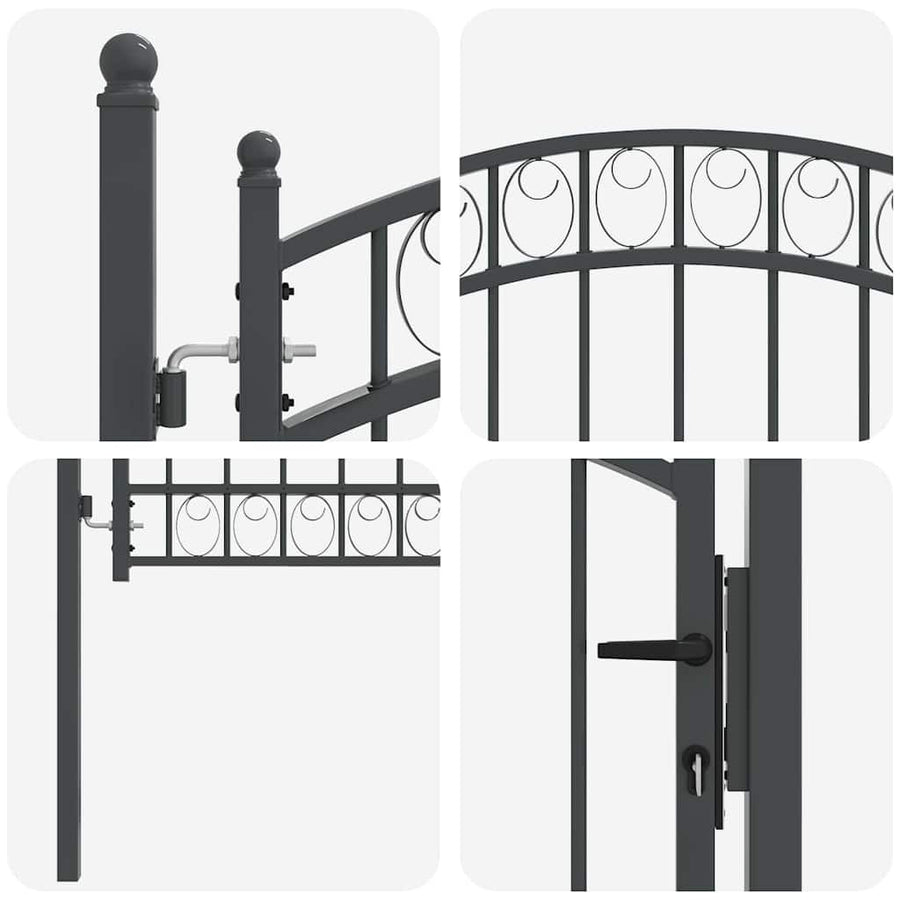 Hekpoort met slot Grijs 125 x 100 cm Poedergecoat staal
