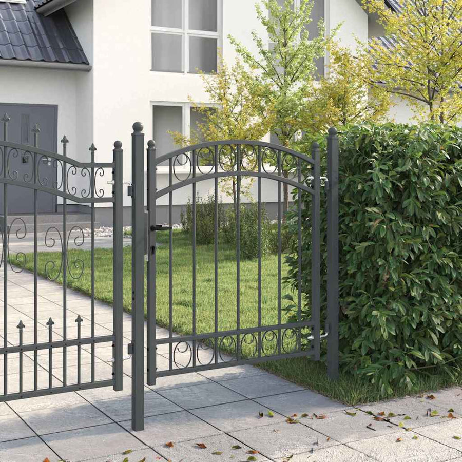 Hekpoort met slot Grijs 125 x 100 cm Poedergecoat staal