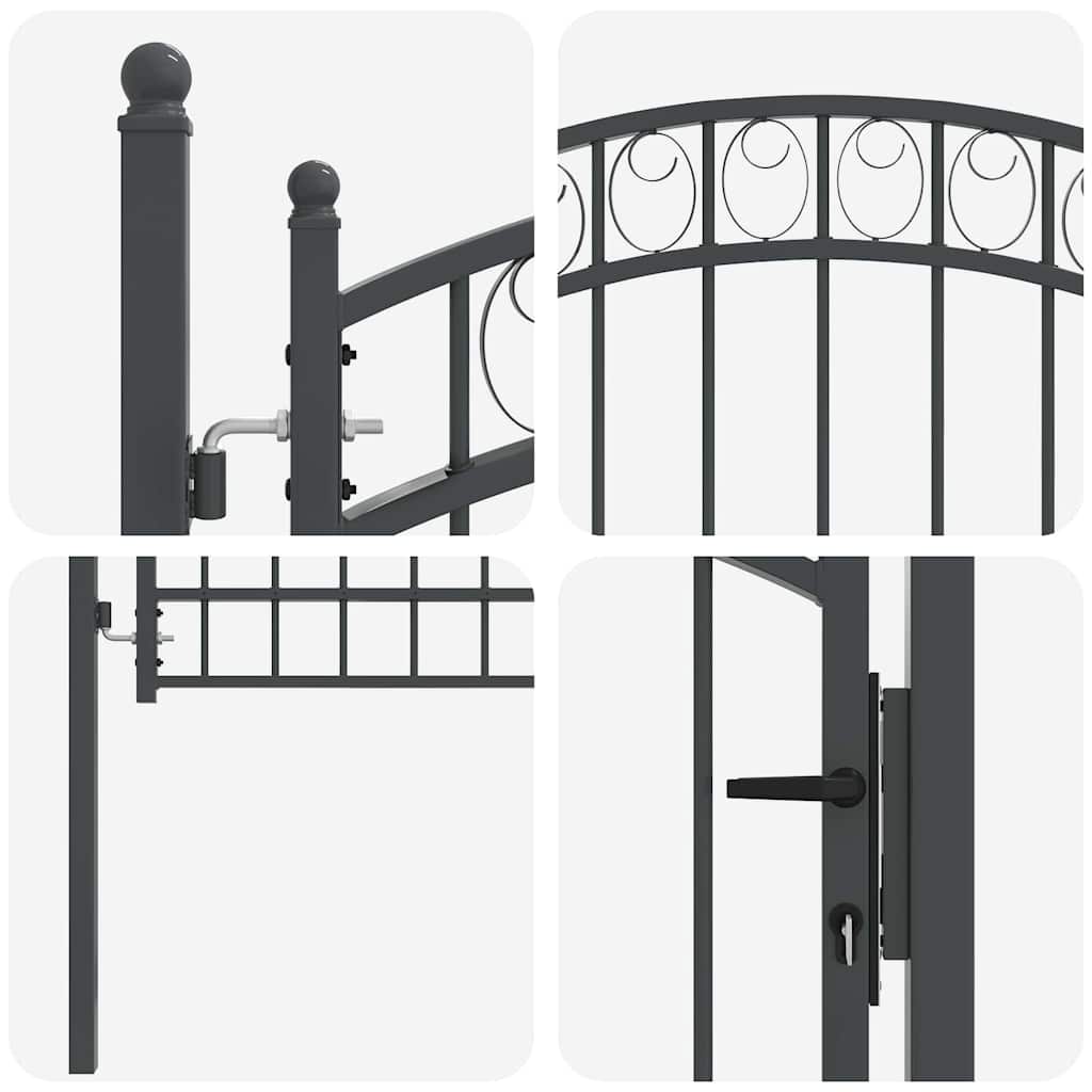 Hekpoort met slot Grijs 170 x 100 cm Poedergecoat staal