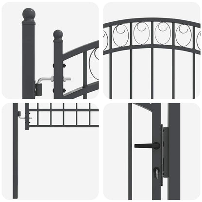 Hekpoort met slot Grijs 170 x 100 cm Poedergecoat staal