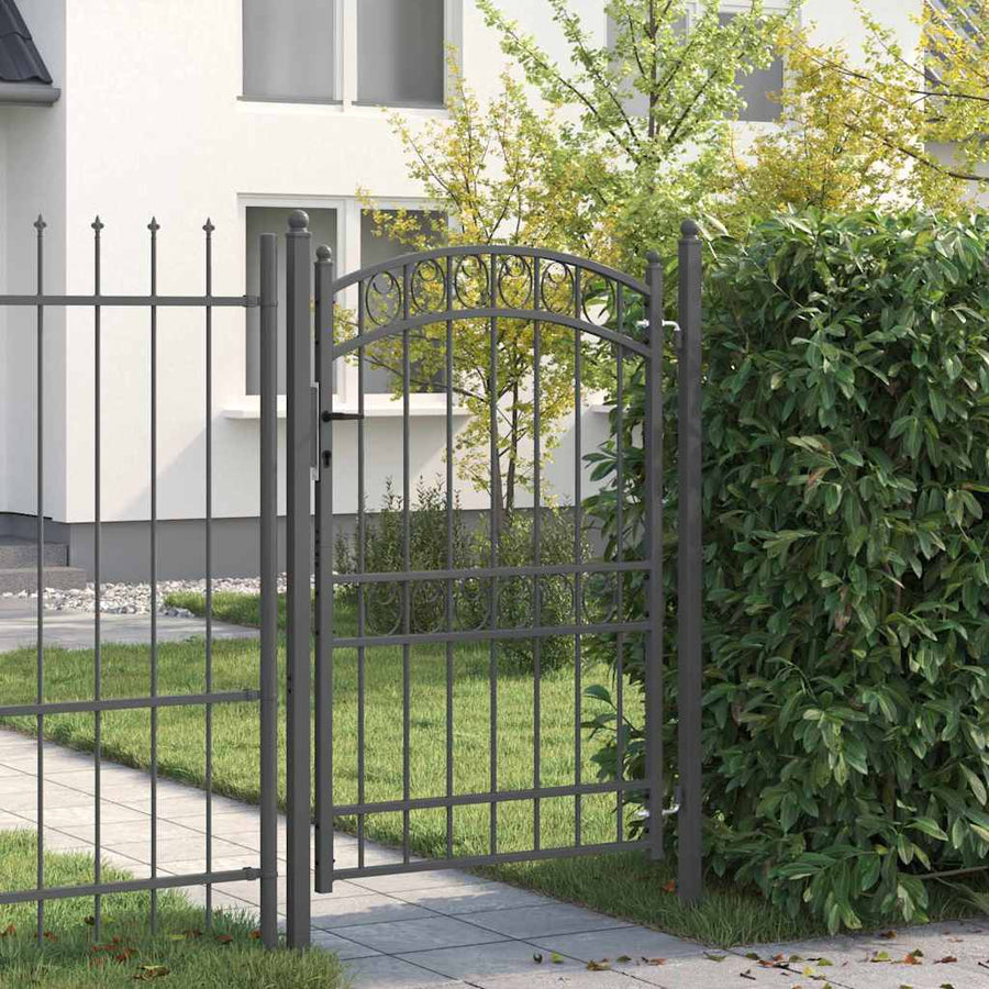 Hekpoort met slot Grijs 200 x 100 cm Poedergecoat staal
