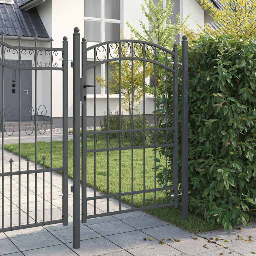 Hekpoort met slot Grijs 200 x 100 cm Poedergecoat staal